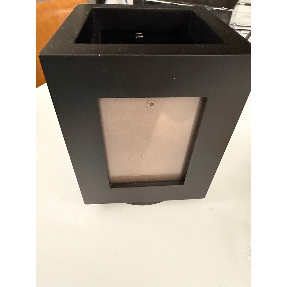 Black Rotating 4-Sided Photo Frame Cube Desk Organizer Swivel Picture Holder